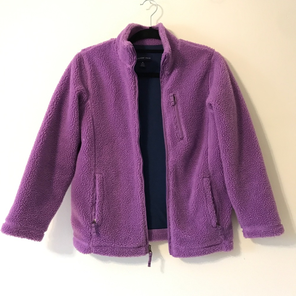 Lands’ End Lilac Lavender Fleece Zip Up Jacket M